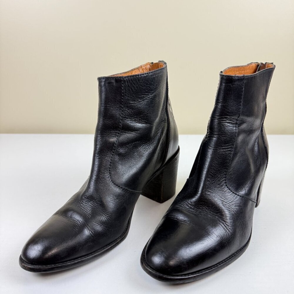 Madewell Black Leather Heeled Ankle Boots